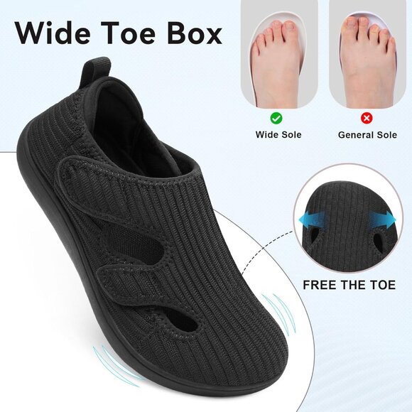 Diabetic Shoes for Women Adjustable Extra Wide Barefoot Walking Shoes for Swolle - Picture 3 of 7